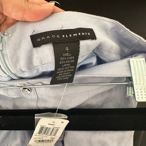 Grace Elements Linen Blend A Line Skirt Size 4 NEW - Picture 3 of 8